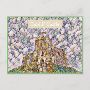 Cardiff Castle, Wales, UK Mosaic Effect Postcard