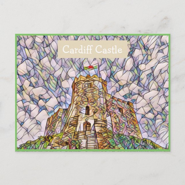 Cardiff Castle, Wales, UK Mosaic Effect Postcard (Front)
