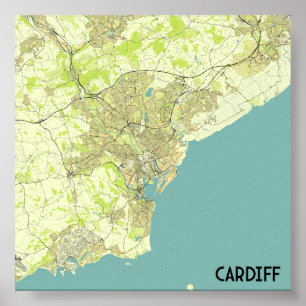 Cardiff map poster