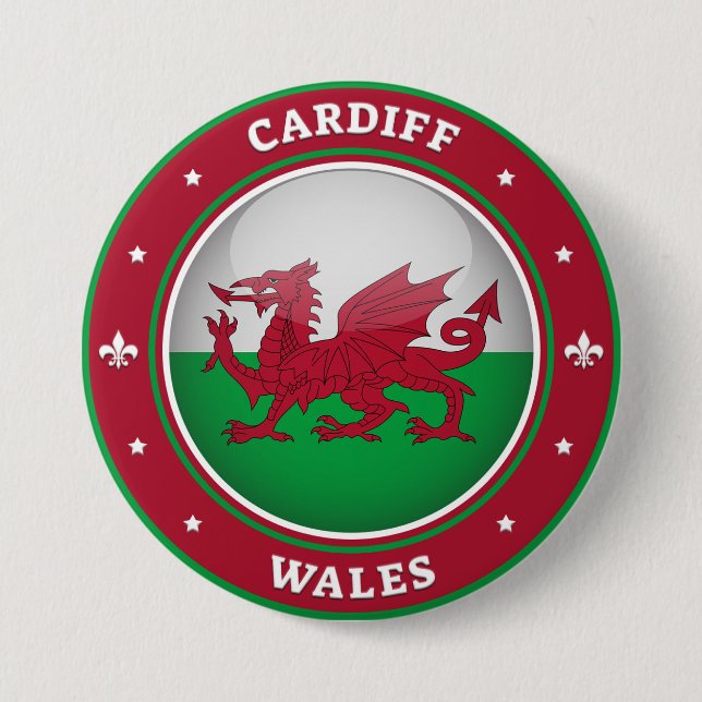Cardiff Wales 7.5 Cm Round Badge (Front)