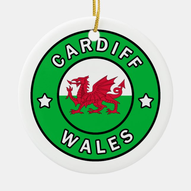 Cardiff Wales Ceramic Tree Decoration (Front)