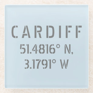 Cardiff Wales Latitude & Longitude Glass Coaster