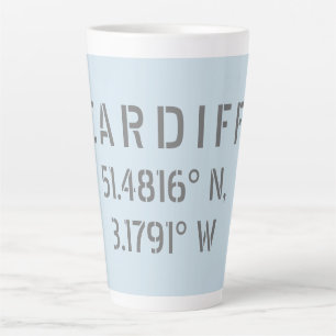 Cardiff Wales Latitude & Longitude Latte Mug