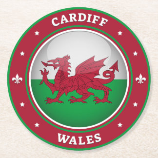 Cardiff Wales Round Paper Coaster