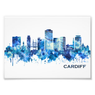 Cardiff Wales Skyline Blue Photo Print