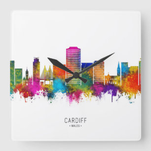 Cardiff Wales Skyline Square Wall Clock