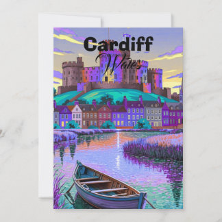 Cardiff Wales Travel Poster, Cardiff City Wall Art Invitation