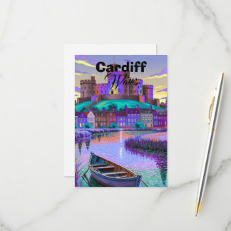 Cardiff Wales Travel Poster, Cardiff City Wall Art RSVP Card