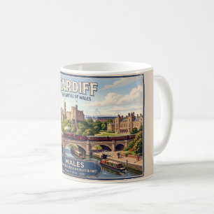 Cardiff, Wales Vintage Railway Travel Poster Coffee Mug
