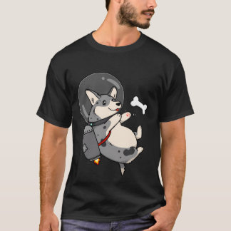 Cardigan Blue Merle Space Corgi With Jetpack T-Shirt