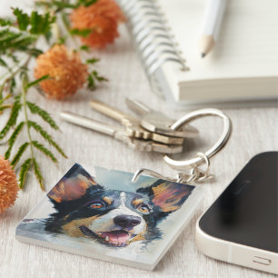 Cardigan corgi watercolor key ring