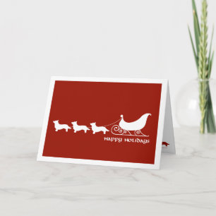 Cardigan Corgis Pulling Santa's Sleigh Holiday Card