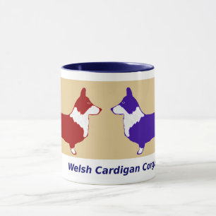 Cardigan Corgis Red and Blue Mug