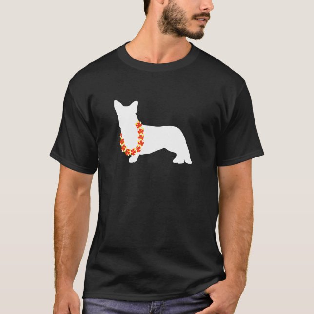 Cardigan Welsh Corgi Aloha Hawaiian Lei Dog T-Shirt (Front)