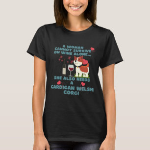 Cardigan Welsh Corgi And Wine T-Shirt