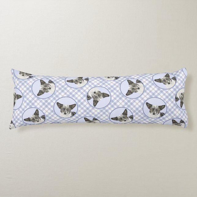 Cardigan Welsh Corgi Blue Merle Painting Dog Art Body Cushion (Front)