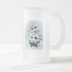 Cardigan Welsh Corgi Christmas Frosted Glass Beer Mug