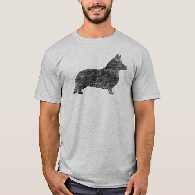Cardigan Welsh Corgi Cool Dog Breed Silhouette T-Shirt (Front)