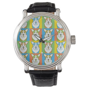 Cardigan Welsh Corgi Dog Cartoon Pop-Art Watch