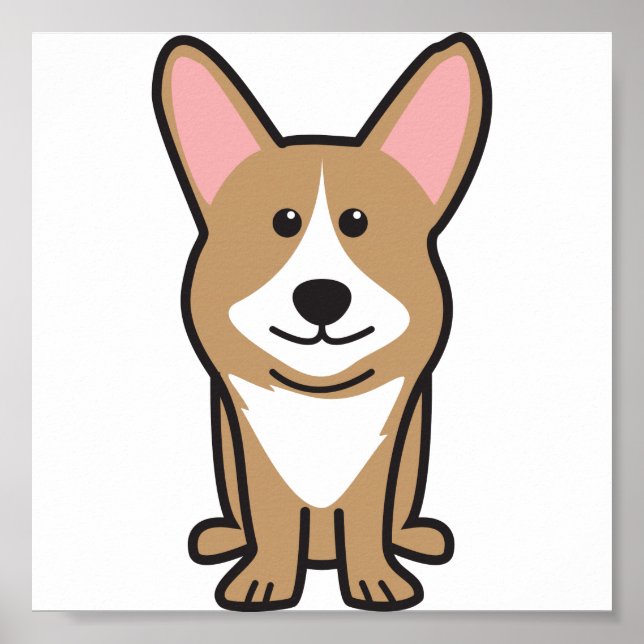 Cardigan Welsh Corgi Dog Cartoon Poster (Front)