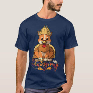 Cardigan Welsh Corgi Dog Greets Happy Thanksgiving T-Shirt