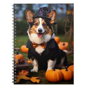 Cardigan Welsh Corgi Dog in Halloween Party Notebook