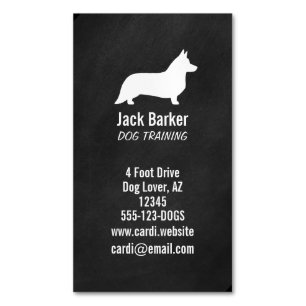 Cardigan Welsh Corgi Dog Silhouette Vertical Magnetic Business Card