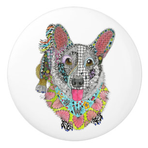 Cardigan Welsh Corgi Door Knob - Ceramic