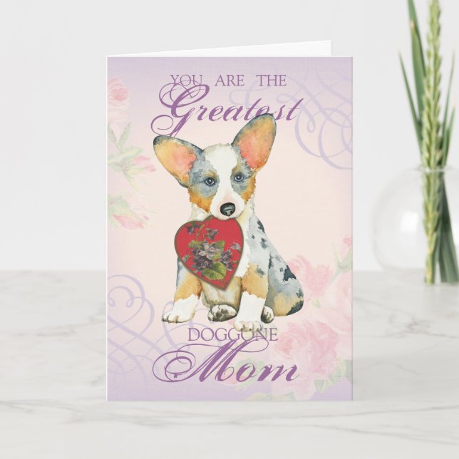 Cardigan Welsh Corgi Heart Mum Card (Front)