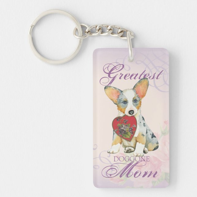 Cardigan Welsh Corgi Heart Mum Key Ring (Front)