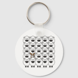 Cardigan Welsh Corgi in the Sheep Key Ring