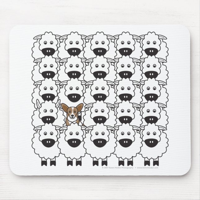 Cardigan Welsh Corgi in the Sheep Mouse Mat (Front)