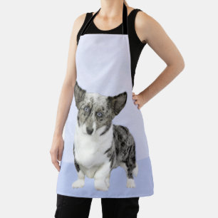 Cardigan Welsh Corgi Painting - Original Dog Art Apron