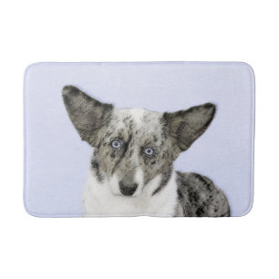 Cardigan Welsh Corgi Painting - Original Dog Art Bath Mat