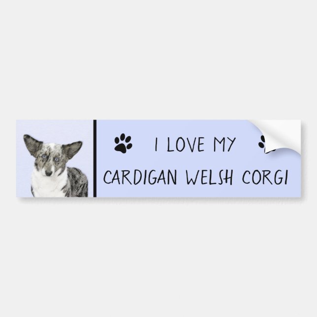 Cardigan Welsh Corgi Painting - Original Dog Art Bumper Sticker (Front)