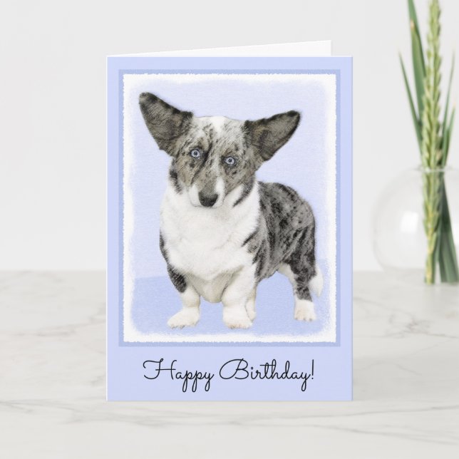 Cardigan Welsh Corgi Painting - Original Dog Art Card (Front)