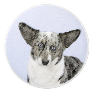 Cardigan Welsh Corgi Painting - Original Dog Art Ceramic Knob