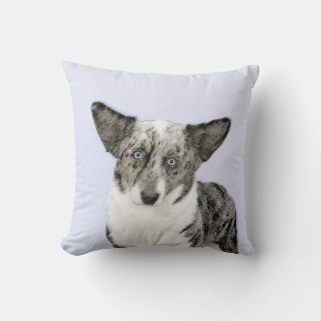 Cardigan Welsh Corgi Painting - Original Dog Art Cushion (Front)