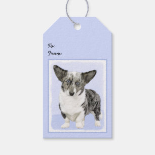 Cardigan Welsh Corgi Painting - Original Dog Art Gift Tags