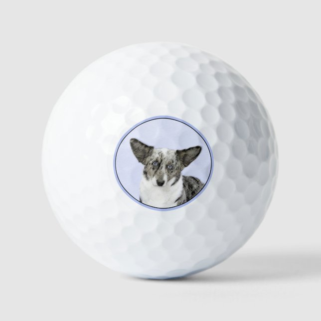 Cardigan Welsh Corgi Painting - Original Dog Art Golf Balls (Front)