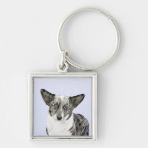 Cardigan Welsh Corgi Painting - Original Dog Art Key Ring