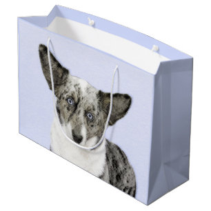 Cardigan Welsh Corgi Painting - Original Dog Art Large Gift Bag