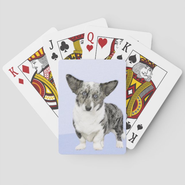 Cardigan Welsh Corgi Painting - Original Dog Art Playing Cards (Back)