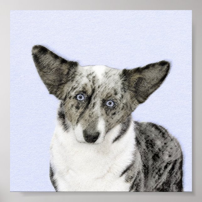 Cardigan Welsh Corgi Painting - Original Dog Art Poster (Front)