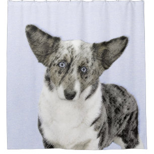 Cardigan Welsh Corgi Painting - Original Dog Art Shower Curtain