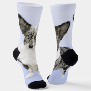 Cardigan Welsh Corgi Painting - Original Dog Art Socks