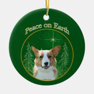 Cardigan Welsh Corgi Peace Ceramic Tree Decoration