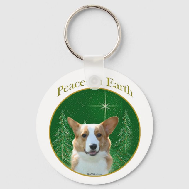 Cardigan Welsh Corgi Peace Key Ring (Front)