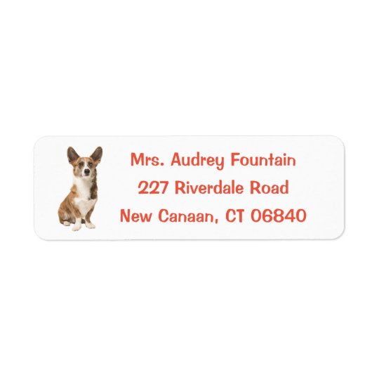 Cardigan Welsh Corgi Puppy Dog Return Address Label