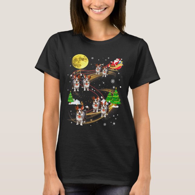 Cardigan Welsh Corgi Reindeer Christmas Dog Santa T-Shirt (Front)